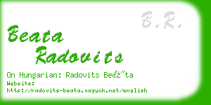 beata radovits business card